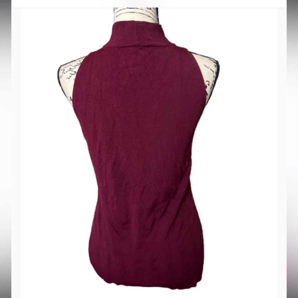Michael Michael Kors Red Burgundy Sleeveless Mock Turtleneck Cutout Top‎ - Picture 2 of 10